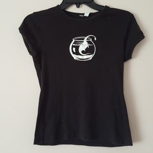 Funky dino in a fish bowl tee